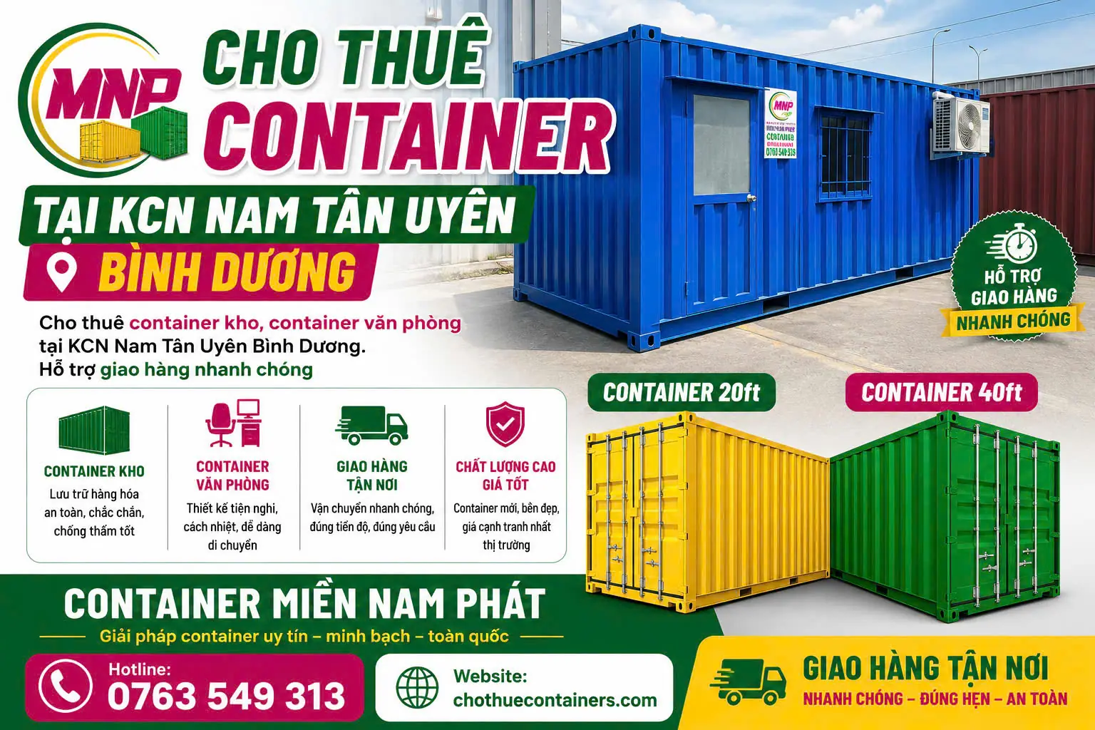 Cho thuê container tại KCN Nam Tân Uyên Bình Dương